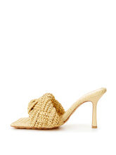 Load image into Gallery viewer, Bottega Veneta Elegant Beige Raffia Heeled Sandal Mules