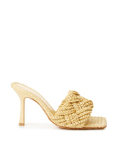 Load image into Gallery viewer, Bottega Veneta Elegant Beige Raffia Heeled Sandal Mules