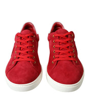 Load image into Gallery viewer, Dolce & Gabbana Red Suede Leather Low Top Sneakers Shoes