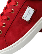 Load image into Gallery viewer, Dolce & Gabbana Red Suede Leather Low Top Sneakers Shoes