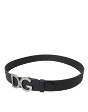Load image into Gallery viewer, Dolce & Gabbana Black Leather Silver Logo Metal Buckle Belt