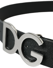 Load image into Gallery viewer, Dolce & Gabbana Black Leather Silver Logo Metal Buckle Belt