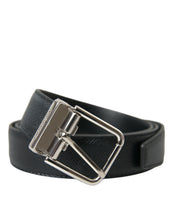Load image into Gallery viewer, Dolce & Gabbana Black Calf Leather Silver Metal Buckle Belt