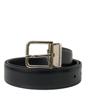 Load image into Gallery viewer, Dolce & Gabbana Black Calf Leather Silver Metal Buckle Belt