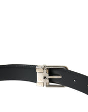 Load image into Gallery viewer, Dolce & Gabbana Black Calf Leather Silver Metal Buckle Belt