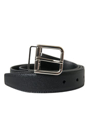 Load image into Gallery viewer, Dolce & Gabbana Black Calf Leather Silver Metal Buckle Belt