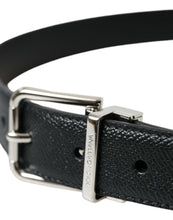 Load image into Gallery viewer, Dolce & Gabbana Black Calf Leather Silver Metal Buckle Belt