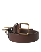 Load image into Gallery viewer, Dolce & Gabbana Brown Calf Leather Gold Metal Buckle Belt