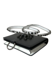 Load image into Gallery viewer, Dolce & Gabbana Black White Leather Crystal Embellished Cardholder Wallet