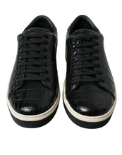 Load image into Gallery viewer, Dolce & Gabbana Black Croc Exotic Leather Men Casual Sneakers Shoes