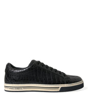 Load image into Gallery viewer, Dolce & Gabbana Black Croc Exotic Leather Men Casual Sneakers Shoes