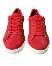 Load image into Gallery viewer, Dolce & Gabbana Red Suede Leather Men Low Top Sneakers Shoes