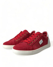 Load image into Gallery viewer, Dolce & Gabbana Red Suede Leather Men Low Top Sneakers Shoes