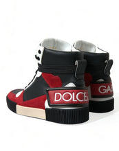Load image into Gallery viewer, Dolce & Gabbana Black Red Leather High Top Miami Sneakers Shoes