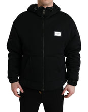 Load image into Gallery viewer, Dolce & Gabbana Black Cotton Hooded Logo Bomber Jacket