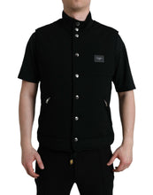 Load image into Gallery viewer, Dolce & Gabbana Black Rayon Buttoned Vest Logo Jacket