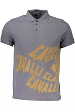 Load image into Gallery viewer, Cavalli Class Sleek Gray Cotton Polo with Classic Print