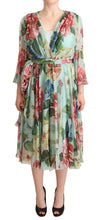 Load image into Gallery viewer, Dolce & Gabbana Floral Silk Midi Wrap Dress