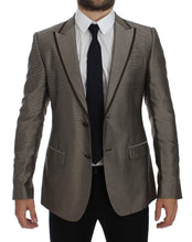 Load image into Gallery viewer, Dolce & Gabbana Elegant Brown Silk Two-Button Slim Blazer