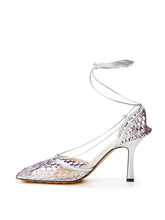 Load image into Gallery viewer, Bottega Veneta Elegant Silver Stretch Leather Pumps