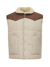 Load image into Gallery viewer, Gran Sasso Elegant Beige Quilted Vest with Eco-Leather Details