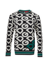 Load image into Gallery viewer, Dolce & Gabbana Elegant Black Wool Sweater with White Logo Detail