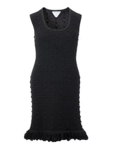 Load image into Gallery viewer, Bottega Veneta Elegant Black Knitted Pencil Dress with Fringes
