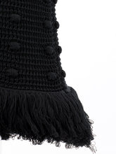 Load image into Gallery viewer, Bottega Veneta Elegant Black Knitted Pencil Dress with Fringes