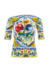 Load image into Gallery viewer, Dolce & Gabbana Elegant Maiolica Print Silk Top