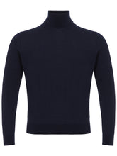 Load image into Gallery viewer, Colombo Navy Cashmere-Silk Blend Turtleneck Sweater