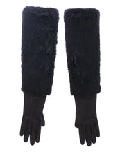 Load image into Gallery viewer, Dolce & Gabbana Black Beaver Fur Lambskin Leather Elbow Gloves