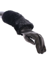 Load image into Gallery viewer, Dolce & Gabbana Black Beaver Fur Lambskin Leather Elbow Gloves