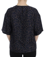 Load image into Gallery viewer, Dolce & Gabbana Blue gold key print silk blouse