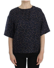 Load image into Gallery viewer, Dolce & Gabbana Blue gold key print silk blouse