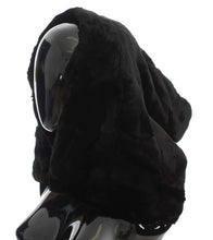 Load image into Gallery viewer, Dolce & Gabbana Chic Black Weasel Fur Hooded Scarf Wrap