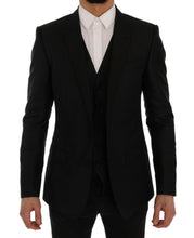 Load image into Gallery viewer, Dolce & Gabbana Elegant Black and Blue Silk Blend Blazer Set