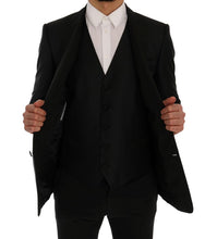 Load image into Gallery viewer, Dolce & Gabbana Elegant Black and Blue Silk Blend Blazer Set