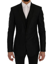 Load image into Gallery viewer, Dolce & Gabbana Elegant Black and Blue Silk Blend Blazer Set