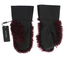 Load image into Gallery viewer, Dolce & Gabbana Elegant Black & Bordeaux Leather Gloves