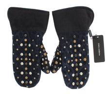 Load image into Gallery viewer, Dolce & Gabbana Chic Gray Wool & Shearling Gloves with Studded Details