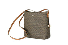 Load image into Gallery viewer, Michael Kors Signature Jet Set Large Signature Messenger Crossbody Bag (Brown Signature)