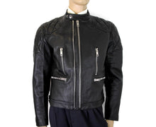Load image into Gallery viewer, Burberry Burberry Men's Black Leather Diamond Quilted Biker Jacket