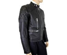 Load image into Gallery viewer, Burberry Burberry Men's Black Leather Diamond Quilted Biker Jacket