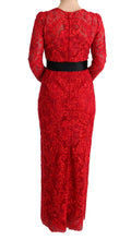 Load image into Gallery viewer, Dolce & Gabbana Elegant Red Sheath Dress with Silk Bow Belt