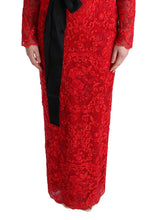 Load image into Gallery viewer, Dolce & Gabbana Elegant Red Sheath Dress with Silk Bow Belt