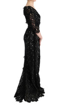 Load image into Gallery viewer, Dolce & Gabbana Elegant Black Maxi Shift Dress with Floral Applique