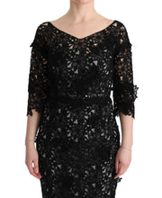 Load image into Gallery viewer, Dolce & Gabbana Elegant Black Maxi Shift Dress with Floral Applique