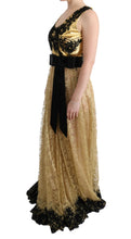 Load image into Gallery viewer, Dolce & Gabbana Elegant Gold Floral Lace Gown Dress