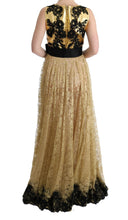 Load image into Gallery viewer, Dolce & Gabbana Elegant Gold Floral Lace Gown Dress