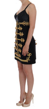 Load image into Gallery viewer, Dolce & Gabbana Elegant Black A-Line Sleeveless Dress with Gold Details